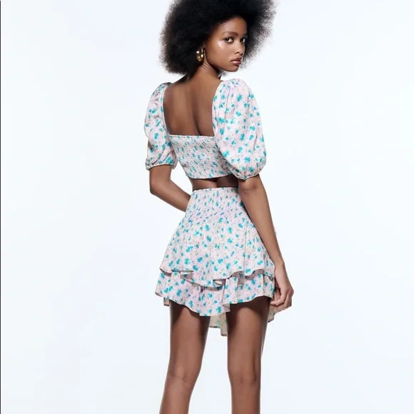 Zara Floral Print Satin Effect Corset Top - Picture 14 of 14